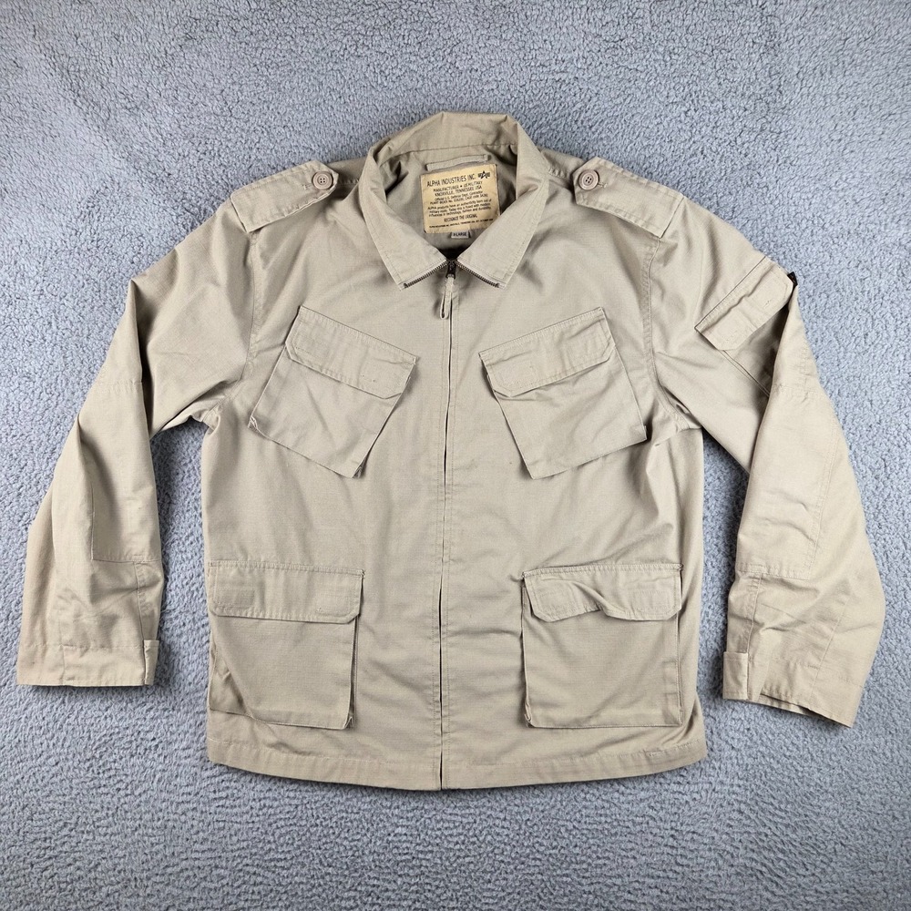 Alpha Industries Ripstop Military Field‎ Jacket Mens XL Tan Utility Cargo